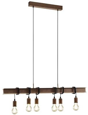 EGLO taklampa TOWNSHEND 4, vintage taklampa med 6 ljuskällor i industriell design, retro pendellampa i metall, färg: antikbrun, sockel: E27