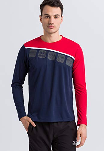 Erima Herren 5-C Longsleeve, new navy/rot/weiß, M