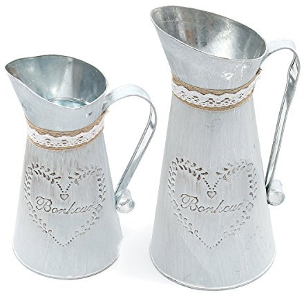 FEVERWORK Rustic Iron Jug Vintage Country Style Pitcher Flower Metal Vase Plant Watering Pot - S