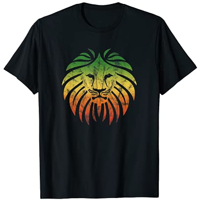 Reggae Löwe Musik Fahne Farben Rasta Roots Vintage Grunge T-Shirt