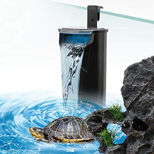 SENZEAL Pompa Filtro a Cascata a Basso Livello Dell'acqua Tartaruga Filtro Interno per Acquario 5W 220V/50Hz 400L/H Livello Dell'acqua Basso Pulito per Acquari Rettili Anfibi - Nero
