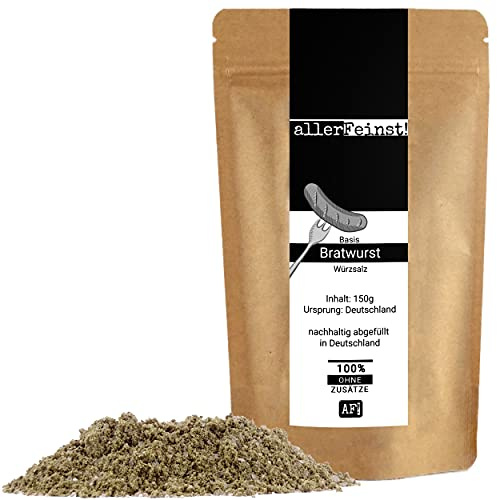 allerFeinst! - Bratwurst Gewürz - Basis Gewürzsalz für leckere Rostbratwurst, Grillwurst, 1er Pack (1 x 150g)