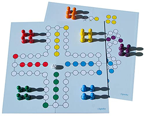 Spieltz Ludo XXL. Brettspiel extra groß. Großes Spielbrett, große Spielfiguren. Spiel für Senioren, Kinder, Veranstaltungen. (XL/Spielkarton)