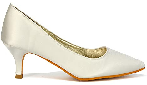 Womens Glitter Pointed Shoes Ladies Slip On Low Heel Party Courts Pumps Size 3-8