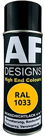 Alex Flittner Designs Rust Protection Paint 4-in-1 RAL 1033 Dahlia Yellow Metal Protective Paint Spray Rust Protection Paint Spray Can