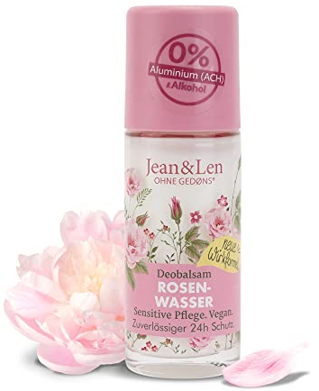 Jean & Len Deobalsam Rosenwasser, schenkt auf natürliche Weise bis zu 24h Deo-Schutz, sensitive Pflege, Ideal auch nach der Rasur, Deo ohne Aluminiumsalze & Alkohol, vegan, 50 ml