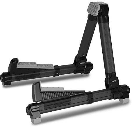 SGPRO Guitar Stand Floor With Tray & Backrest - Adjustable Instrument Stand for Electric, Acoustic, Bass, Classical Guitars, Ukulele, Mandolin, and Banjo - Superior Material & Design