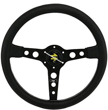 MOEENS Volante Sportivo Auto,Volante A Calice 14inch Automobile modificata dello sterzo Corsa WheelReal Volante in Pelle Sport Decorazione