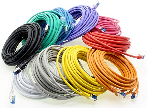 freiwerk 5.0 M - Câble réseau CAT-6a, Ethernet, Lan & patch câble RJ-45 SFTP 10GB/s - 10 pièces 10 couleurs