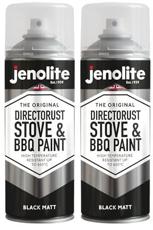 JENOLITE Directorust - Spray per barbecue e stufe, 2 x 400 ml, vernice ad alta temperatura fino a 650 °C, per barbecue, stufe, camini, bruciatori a legna, autoveicoli, schermi antincendio