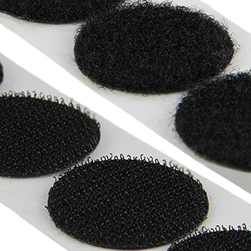 KLEBESHOP24 Klettpunkte selbstklebend, Set Haken & Flausch, verschiedene Durchmesser und Farben / Ø16 mm, schwarz, 20 Stück | enthält Haken- und Flauschpunkte