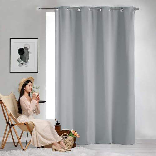 GAIFNAG Rideaux Occultants Isolant 160 x 240 cm Bloquer Lumiere, Rideau Phonique Anti Bruit Anti Froid Thermique Draperies à Oeillets pour Mariage de Noël Chambre, Gris