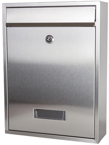 WANGJIANPENGPL Abschließbarer Briefkasten zur Wandmontage, Postkasten für Den Außenbereich, Briefkästen aus Edelstahl, Großer Mailbox zum Aufhängen 26 x 9 x 35 cm
