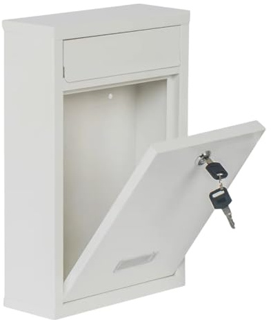 MantraRaj Letter Box Modern Post Box Mailbox Wall Mounted Steel Mail Box Parcel Delivery Box Lockable Letter With 2 Keys Stylish Letterbox For Keep Your Mail Safe White