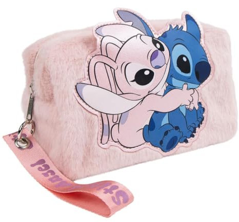 Disney Stitch Neceser, Set de Belleza Stitch y Angel Diseño Peluche Bolso de Viaje Regalo Niñas, Mujeres, Adolescentes