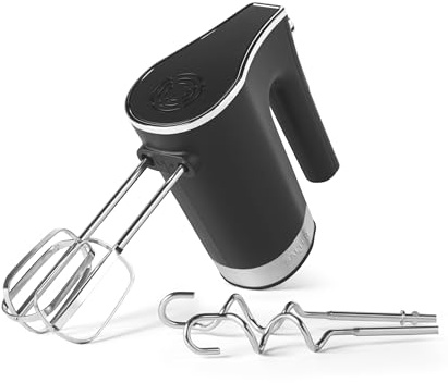 Salter Hand Mixer – Electric Baking Whisk, 5 Speed Settings with Turbo Function, Extra-Long Dishwasher Safe Attachments for Thorough Mixing, Compact, Includes Beater & Dough Hook Attachments, 300W