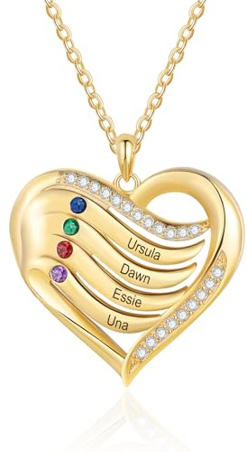 lorajewel 925 Sterling Silber Kette mit Namen Personalisierte Halskette für Damen Kette mit Anhänger Geburtssteinen Gravur Geschenke zum Muttertag Weihnachten Valentinstag