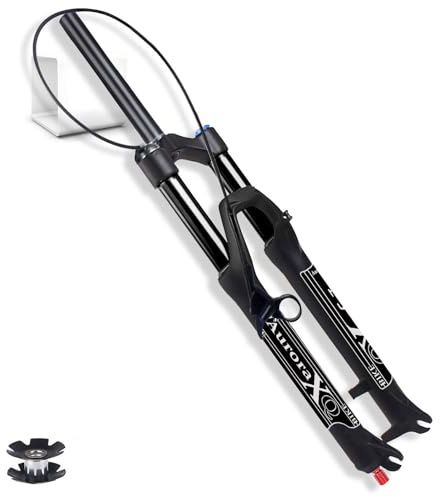 AuroraXQ Viaggio 160mm Forcella Ammortizzata MTB for Mountain Bike 26/27,5/29 Pollici for XC AM, Regola Rebound QR 9mm Dritto/ Affusolato Forcella Anteriore Bici in Discesa(Straight Remote,27.5)