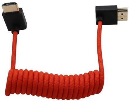 HangTon HDMI-Kabel mit hoher Geschwindigkeit für ATOMOS Ninja V Shinobi, Sony FX9 FX30 Canon Lumix Nikon Blackmagic TV, Laptop, Beamer, PS5, Xbox, FEELWORLD, aufwärts gewinkelt, geflochten gewickelt