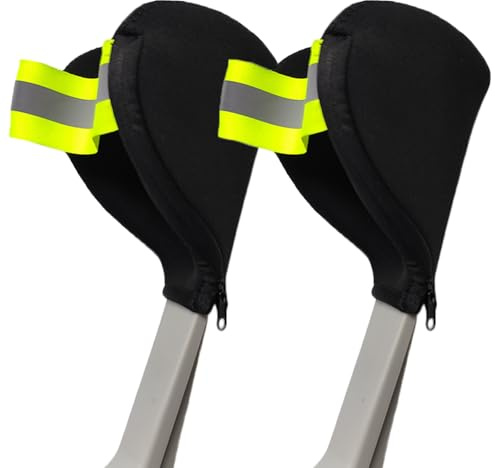 Cuscinetto per stampelle per avambraccio, coperture per stampelle a gomito, polsino aperto, accessorio per stampelle per anziani e disabili, design con strisce riflettenti, 2 pezzi