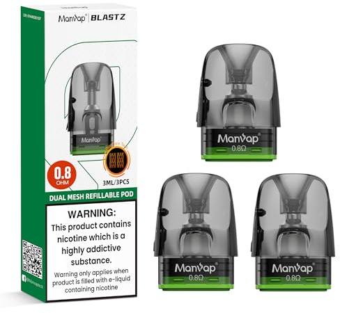 Manvap Cigarrillo Electrónico - Atomizador Recargable de 3ml, Bobina de Malla Dual de 0.8ohm, Sin Nicotina
