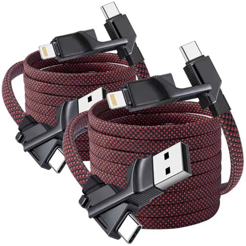 Miger 4 in 1 Multi Ladekabel,240W USB C Kabel Schnellladekabel [1.8M,2Stück] Multi USB Kabel mit USB C/USB A auf Lightning/USB C Universal Ladekabel für iPhone 17 16 15 14 Pro/MacBook/iPad