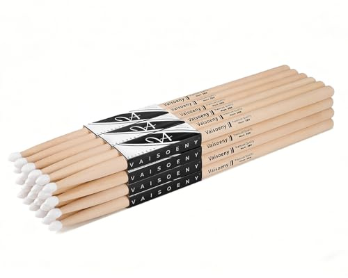 Vaisoeny 5B Lot de 12 paires de baguettes de batterie ovales avec olives en nylon et olives en nylon pour batterie électrique et batterie en érable