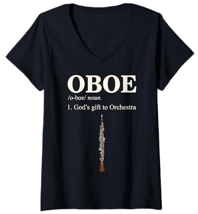 Femme Définition du hautbois Orchestre Musicien T-Shirt avec Col en V