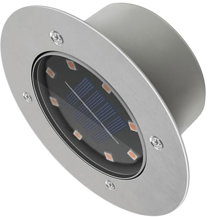 Alipis Lampe Solaire LED Encastrable au Sol Étanche 8 LED Lumière Blanche Éclairage Extérieur pour Jardin Allée et Terrasse Panneau Solaire Intégré Installation sans Câblage