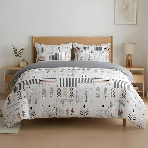 Etrexonline Juego de Funda Nórdica 3 Piezas Cama 135 Microfibra Suave Transpirable - 1 Funda Edredón 220x220 cm y 2 Fundas de Almohada 50x70 cm (Geometricas)
