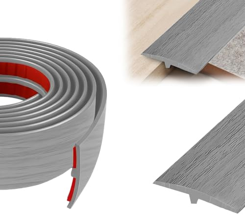 ZKAILCF Perfil de Transición Para Suelo Tapajuntas Suelo Autoadhesivo en T De 5cm x 3m Roble Gris Tira De PVC Flexible Ancho Para Umbral De Puerta Madera Azulejos Y Juntas De Dilatación