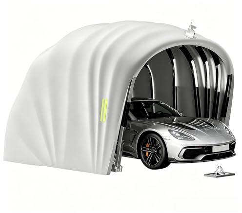 Tettoia Auto in Acciaio Inox 5.5 x 2.5m, Carport Semiautomatico Resistente, con blocco del terreno, Include Kit di Ancoraggio, Garage per Auto Esterno per SUV Moto Barca (5.5m)