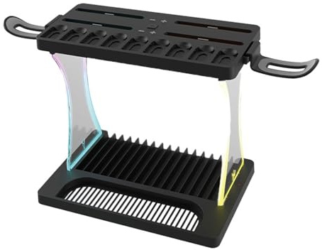NS2 Gaming Organiser: Fast-Charging Base with 9 Cartridge Holder, Headphone Stand & Anti-Slip Design LED Charging Dock Gaming Organiser