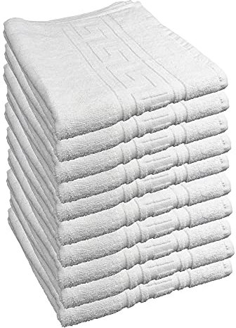 ROYAL EUROPE TEXTILE SL 10 Toallas tocador 100% algodón Medidas 30x50 cms Color Blanco. 450 Gramos/m2.(Greca)