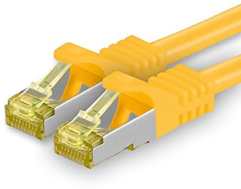 1aTTack.de Câble Réseau Cat7 Cat 7 10 GB/s SFTP - 1x 7,5m - RJ45 Ethernet LAN DSL Routeur Modem - Jaune