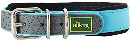 HUNTER CONVENIENCE COMFORT Hundehalsband, Kunststoff, Neopren, wasserfest, schmutzabweisend, gepolstert, 55, türkis