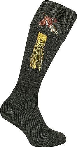 Jack Pyke - Chaussettes de Chasse - Broderie Faisan - Laine mélangée - Vert Olive