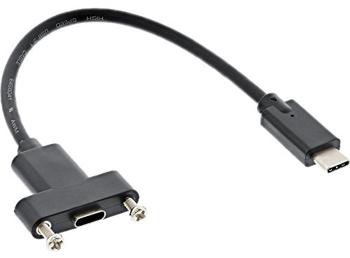 InLine 33441G USB 3.1 Adapterkabel, Stecker C auf Einbaubuchse C, 0,2m