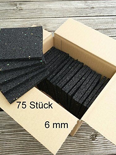 Terrassenpad Gummiunterlage Gummigranulatpad 100x100 mm (100x100x6 mm, 75 Stück)