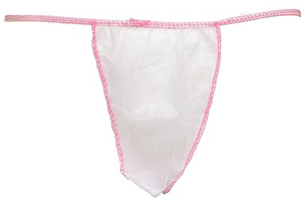 WellTouch Einweg String Tanga-Damen weiß (50 Stück) | Tangahöschen mit Baumwollzwickel | Zubehör für kosmetische & medizinische Behandlungen | Professioneller Hygiene-Minislip für den Praxisbedarf