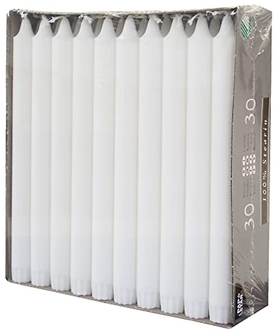 Papstar 86416-30 candele a corona Ø 2,2 cm, 24 cm, in 100% stearina, colore: Bianco
