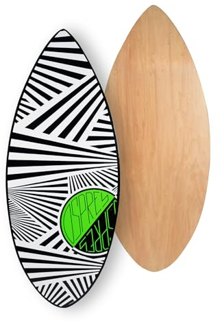 Osprey Skimboard de Surf pour Enfants et Adultes – Planche à Skim pour débutant en Forme de Queue de pilet avec Construction en Bois à 7 Plis – Blanc