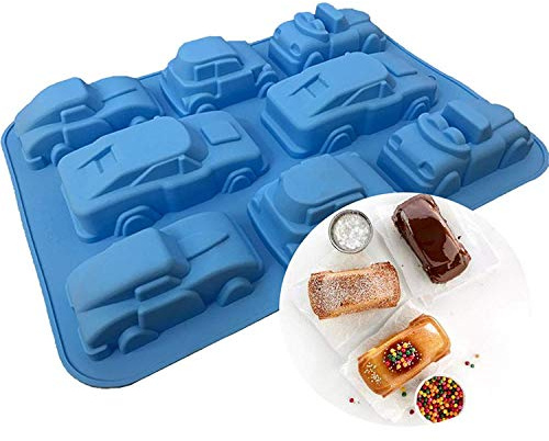 JasCherry Silikon Backform für Schokolade, Cupcakes, Kuchen, Muffinform für Muffins, Pudding, Eiswürfel und Gelee - Cartoon Auto