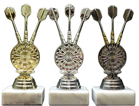 RaRu 3 Dart-Pokale (Gold, Silber, Altsilber) mit Ihrer Wunschgravur