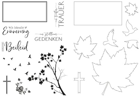Vaessen Creative - Mundart Stempel - Stanzschablone & Stempelset Deutsche Text ''''Trauer'''' -23 x 27 cm, Silber