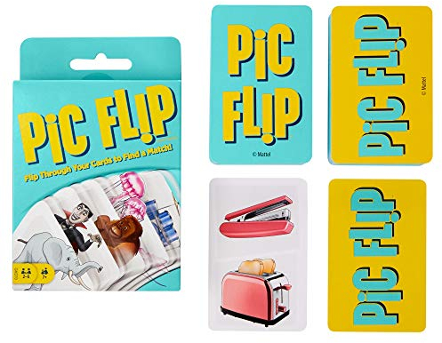 Mattel Games GKD70 - Pic Flip Kartenspiel und Gesellschaftsspiel, geeignet für 2 - 6 Spieler, Kartenspiele ab 7 Jahren