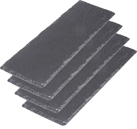 Westmark 4 Piatti da Portata in Ardesia Naturale, Con Gommini, Superficie: 30 x 10 cm ciascuno, Ardesia, Tapas + Friends, Antracite, 694222E1