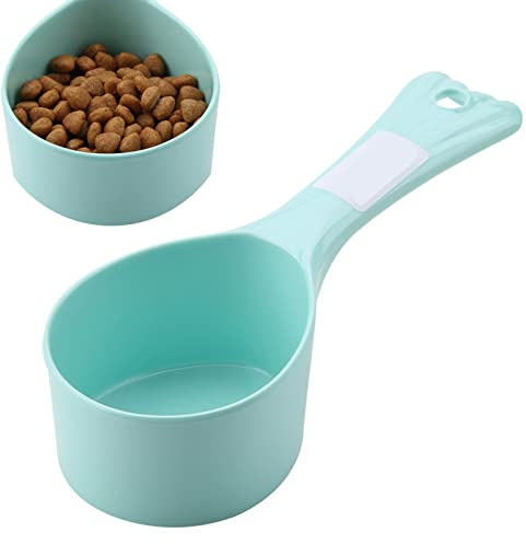 Zerodis Cuchara multifuncional para comida para perros, tazas medidoras de plástico Cucharas para comida para mascotas Taza medidora para comida para perros, gatos y pájaros