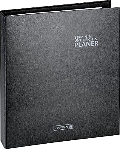 Brunnen 1075765902 Ringbuch-Kalender mit Einlage (Lehrerkalender/Termin- & Unterrichtsplaner) 2021/2022, 2 Seiten = 1 Woche, Überformat A4: ca. 28 x 31,5 cm, Baladek-Einband schwarz