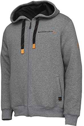 Savage Gear Unisex Classic Zip Hoodie Hooded Sweatshirt, Grau Melange, XL
